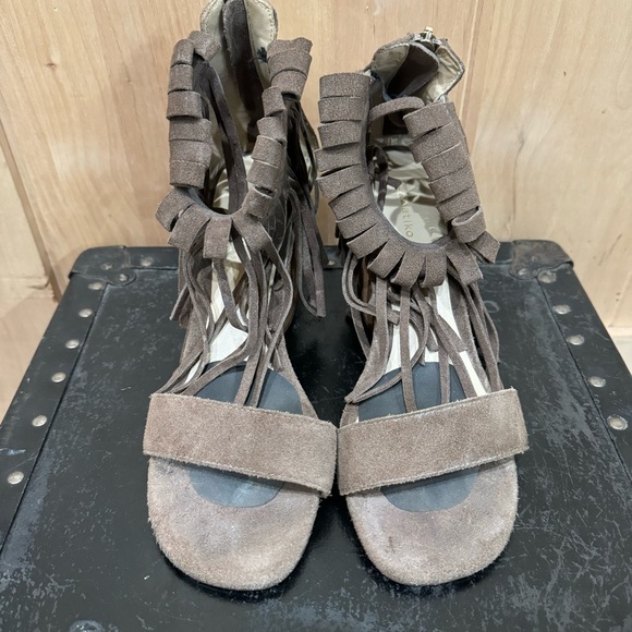 MATIKO SUEDE Morgan FRINGE Sandals HEELS Size 41 Boho - Picture 10 of 16